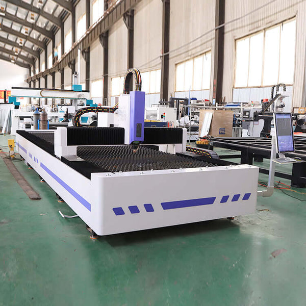 High-Precision Fiber Laser Cutting Machine F3015 for metal processing in industrial setting.