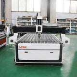 High-speed single head CNC router for wood, acrylic, and aluminum engraving and cutting in advertising industry workshop
