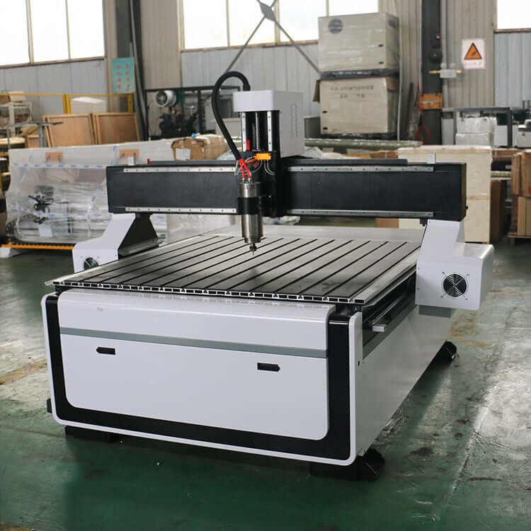 High-speed single head CNC router for 2D and 3D engraving and cutting on wood, acrylic, and aluminum, ideal for advertising industry.