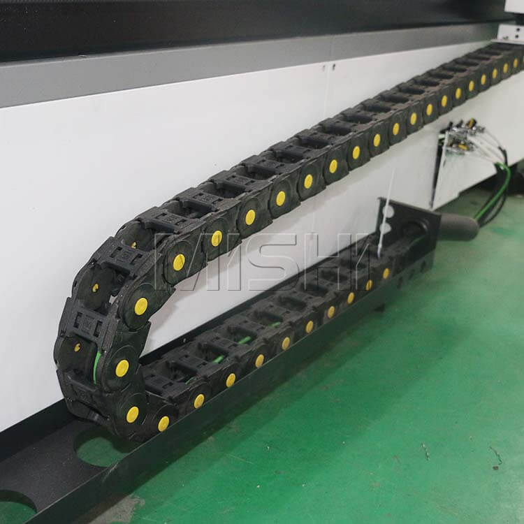 Cable chain of high-speed CNC router for engraving and cutting, suitable for wood, acrylic, and aluminum in advertising industry.