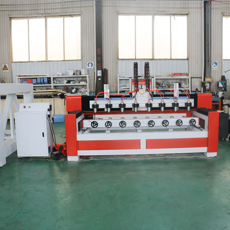 Precision Multi-Head 4-Axis CNC Router for 3D woodworking and mass production with durable welded steel design.