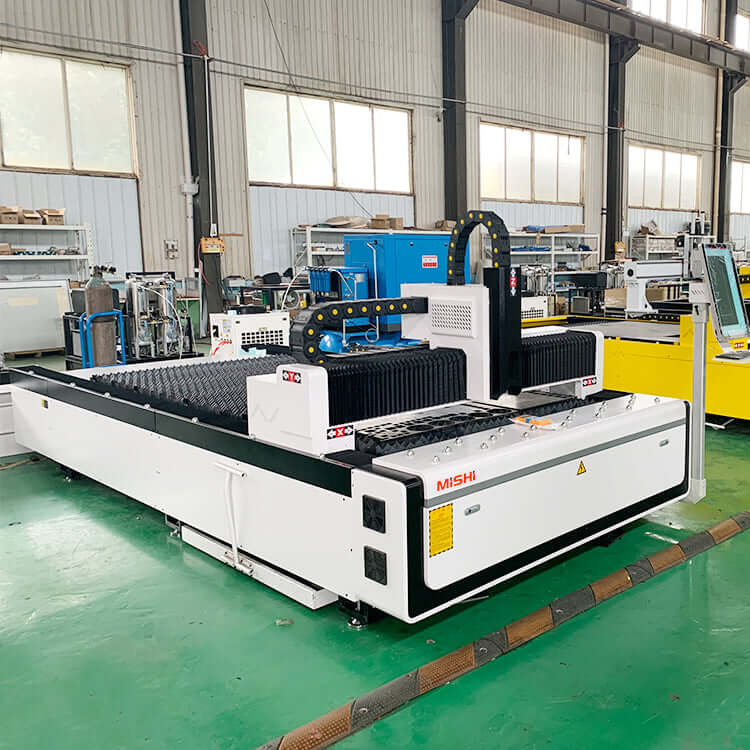 High-precision F3015 fiber laser cutting machine for metals in an industrial setting, suitable for aerospace and automotive industries.