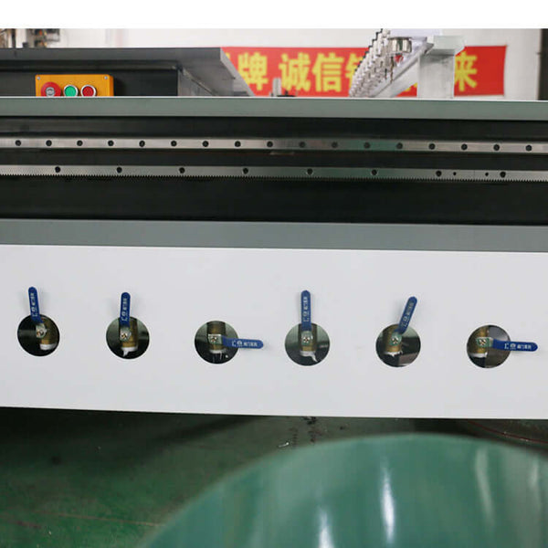 Close-up of controls on 4 Axis ATC CNC Router with 180° swing head for versatile woodworking, cutting, engraving, drilling.