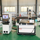 4 Axis ATC CNC Router for woodworking, featuring cutting, engraving, drilling functions, ideal for materials like wood, MDF, and more.