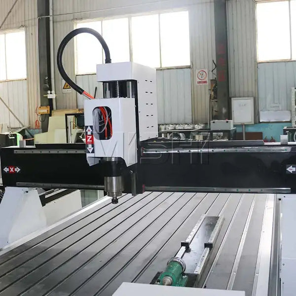 4 Axis CNC Router for 3D Woodworking and Cylinder Engraving in workshop setting
