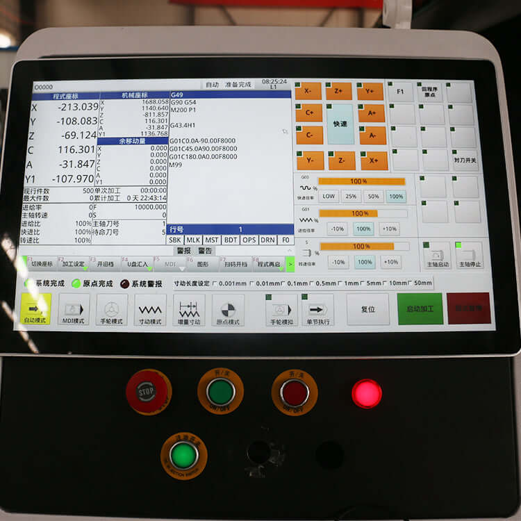 Close-up view of a CNC router control panel for precision mould and wood processing.