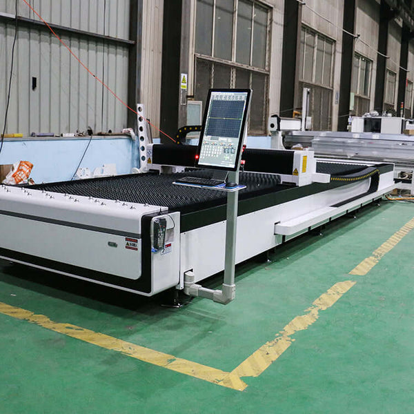 High-precision F3015 fiber laser cutting machine for metals in industrial setting, ideal for aerospace, automotive, and switch manufacturing.