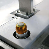 Close-up of a rotary axis component on a customized small size 4-axis ATC CNC router with a swing arm attachment.