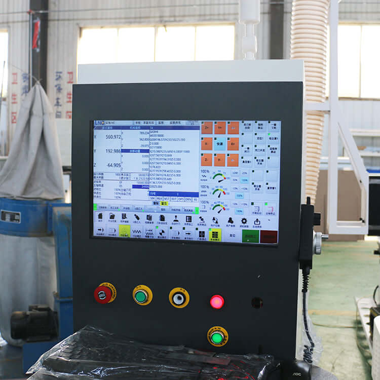 Control panel of ATC CNC Router for precise furniture and cabinet making, featuring cutting, engraving, drilling functions.