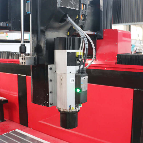 Customized 5 Axis CNC Router spindle in action, showcasing precision engineering and advanced machinery technology.