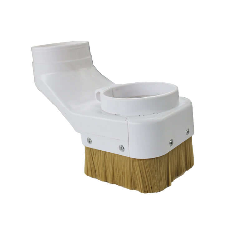 Engraving machine dust hood with tough brush, CNC router compatible for efficient dust collection and woodworking tool performance.