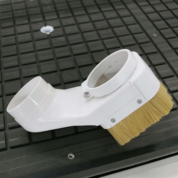 Dust hood for CNC router with tough brush, easy installation, and double door. Ideal for woodworking and dust collection efficiency.