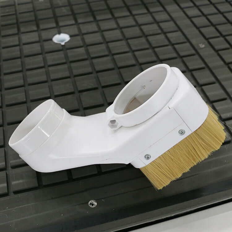 Dust hood for CNC router with tough brush, easy installation, and double door. Ideal for woodworking and dust collection efficiency.