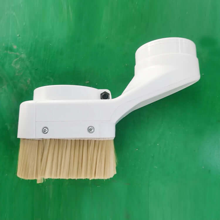 Dust hood with tough brush for CNC router, ideal for woodworking. Easy installation and effective dust collection for clean engraving.