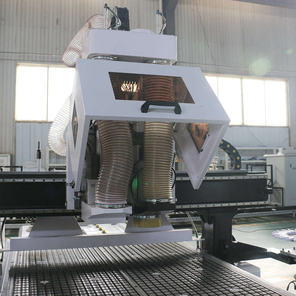 Efficient auto-loading ATC CNC router for high-production furniture manufacturing with automatic feeding system.