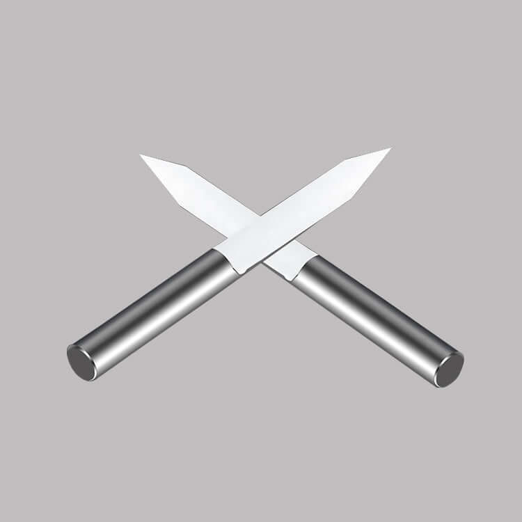 High-precision flat bottom end mill for cutting with stainless steel body on a gray background.