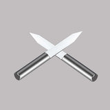 High-precision flat bottom end mill for cutting with stainless steel body on a gray background.