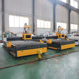 High-efficiency double-process ATC CNC router for wood furniture in an industrial setting, ideal for multi-head operations.