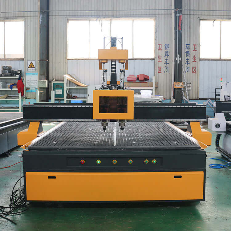 High-efficiency double-process ATC CNC router for wood furniture in workshop setting