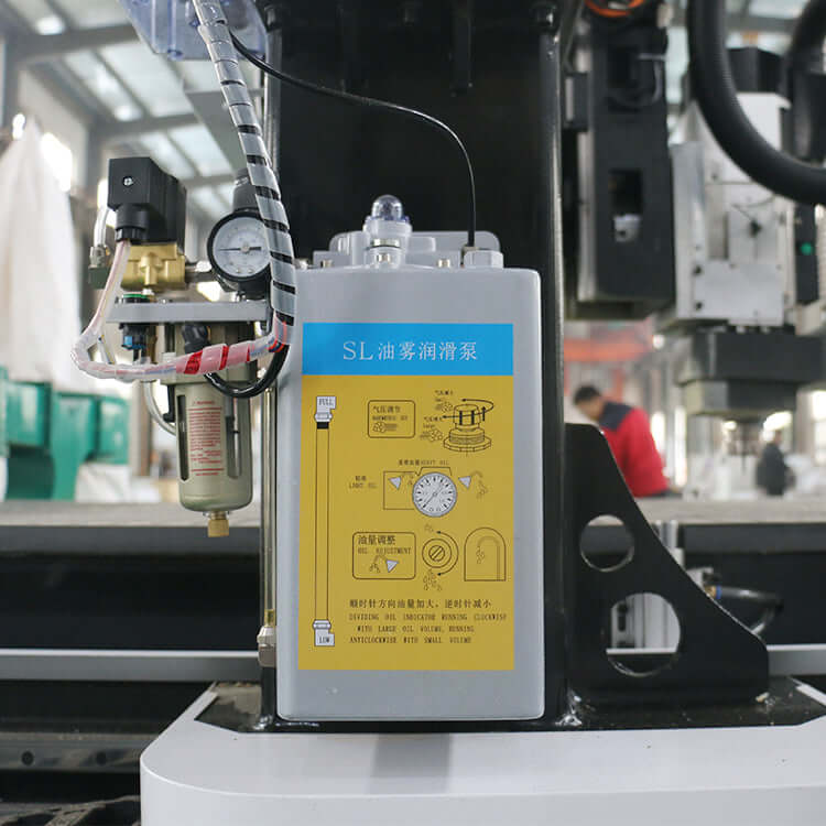 Close-up of high-efficiency oil mist pump used for precision lubrication in industrial machinery