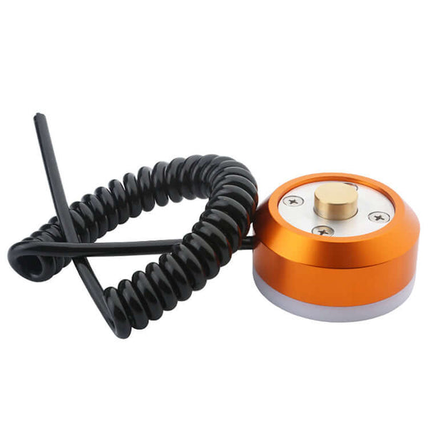 High-precision orange tool sensor with coiled cable, ideal for industrial measurement and automation applications.