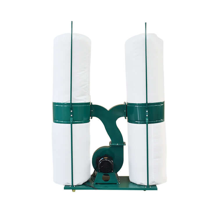 Industrial dust collector with dual bag system for efficient air filtration.