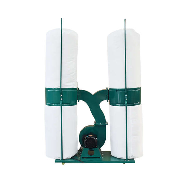 Industrial dust collector with dual bag system for efficient air filtration.