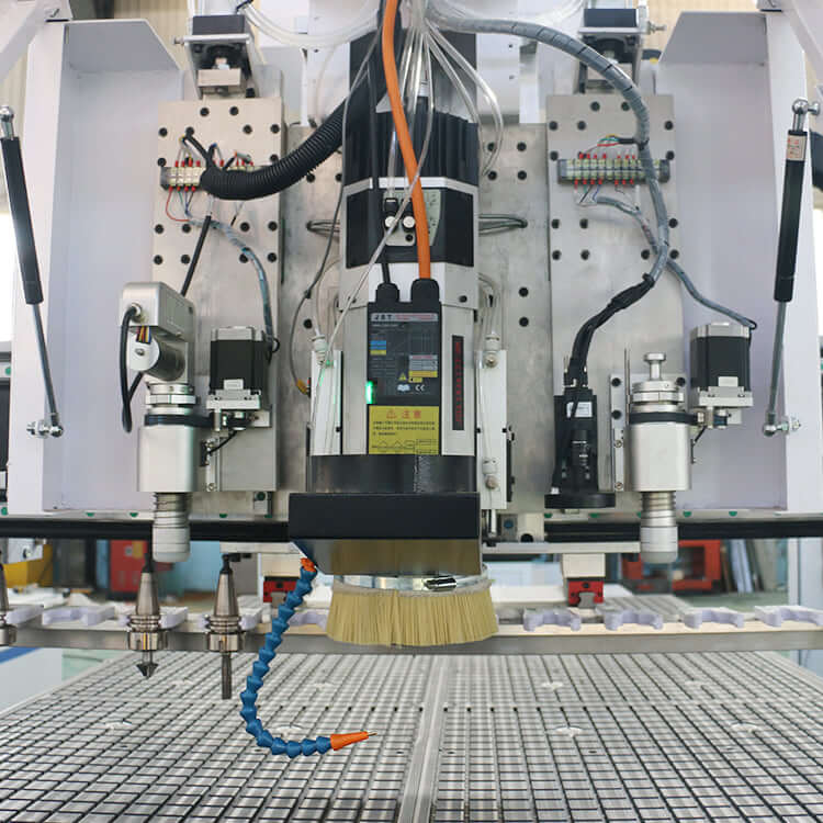 Multifunction ATC CNC Router with oscillating knife and CCD camera for woodworking and engraving.