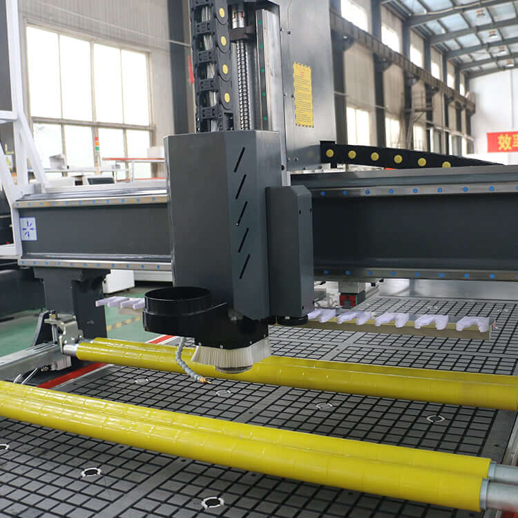 New Design ATC CNC Router with CCD Camera and Pressure Roller in furniture workshop, showcasing cutting and engraving capabilities.