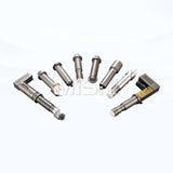 Components of a high-speed oscillating knife cutting machine for leather and rubber materials.