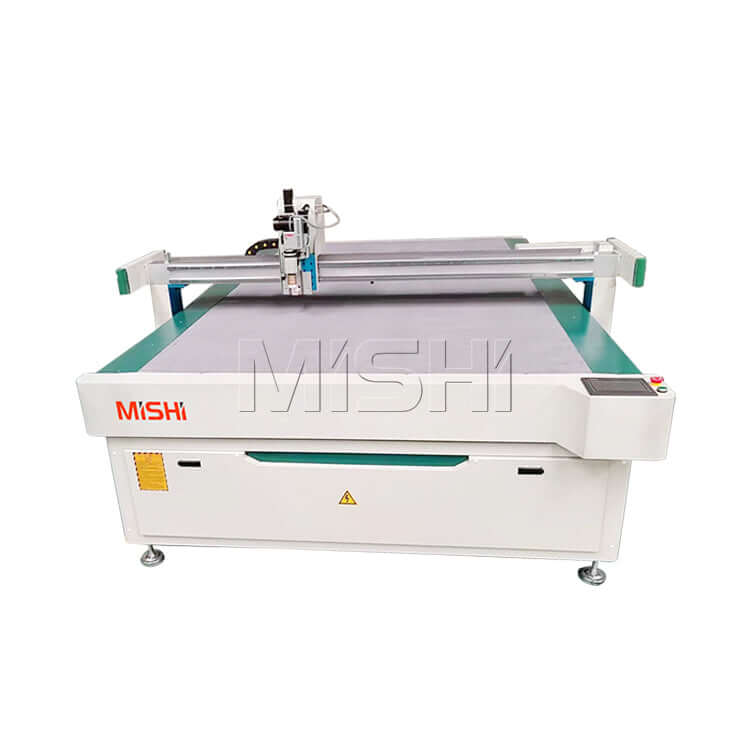 Industrial textile machinery, flatbed cutting machine for precision textile processing, featuring advanced automation technology.