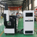 High-precision fiber laser cutting machine for sheet and pipe in industrial setting.