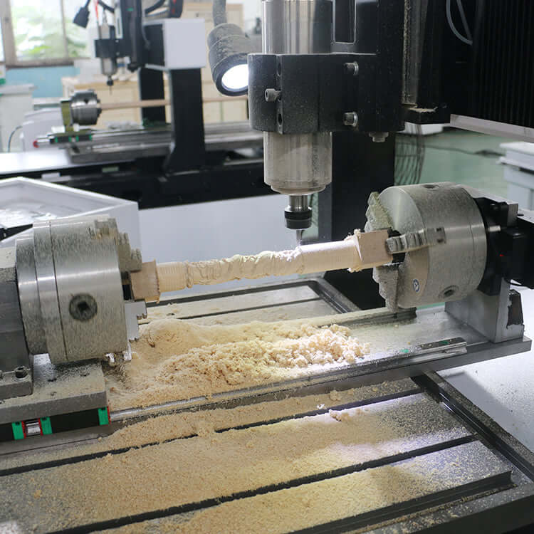 4 Axis Mini CNC Router carving wood using rotary axis for 2D and 3D cutting and engraving multiple materials