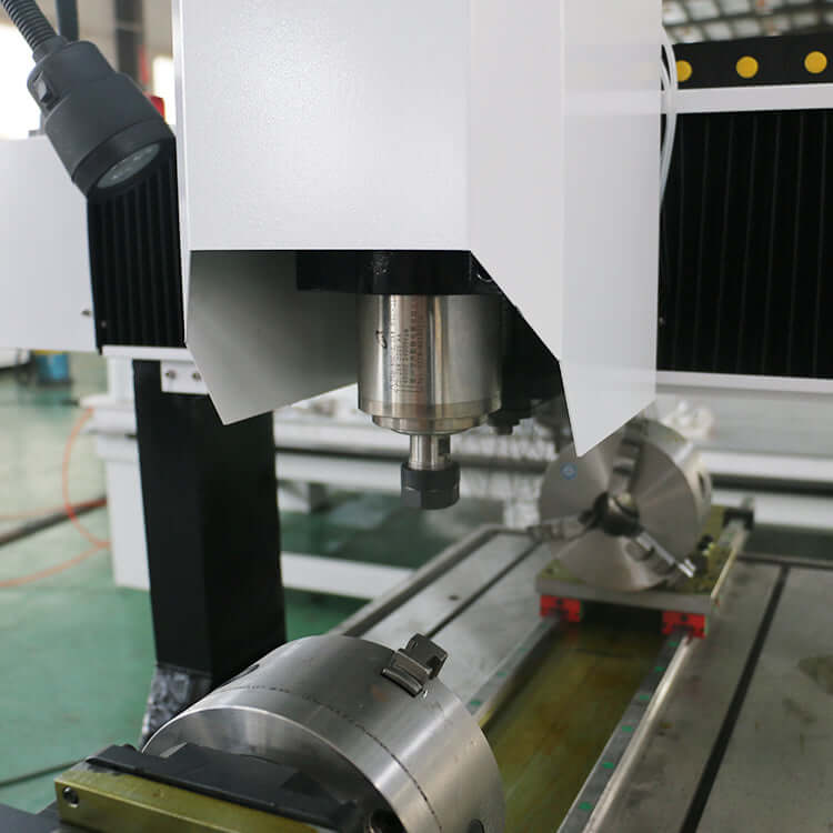 Close-up of 4 Axis Mini CNC Router with Rotary Axis, ideal for 2D and 3D carving on metals like stainless steel and aluminum.