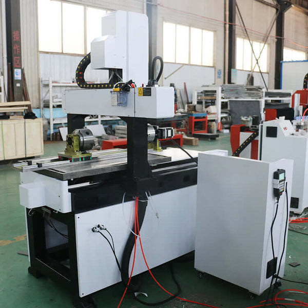 Precision 4 Axis Mini CNC Router for 2D 3D carving with rotary axis, ideal for engraving metals like stainless steel and aluminum.