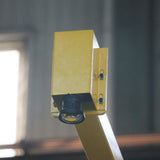 Close-up of a component from a 5-axis bridge saw machine for stone cutting.