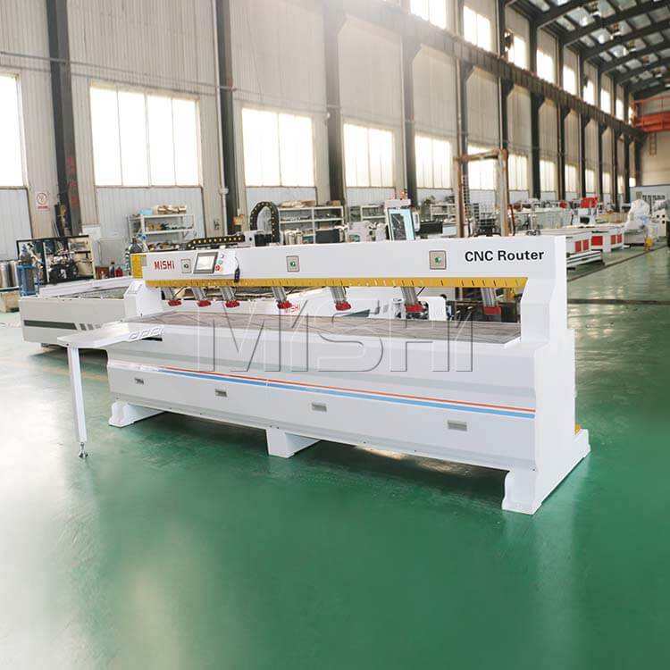 Precision CNC side hole drilling machine for furniture in a factory setting, highlighting high-quality motors and stable performance.