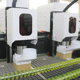 Precision double head CNC router for efficient wood engraving and furniture production, featuring advanced controllers.