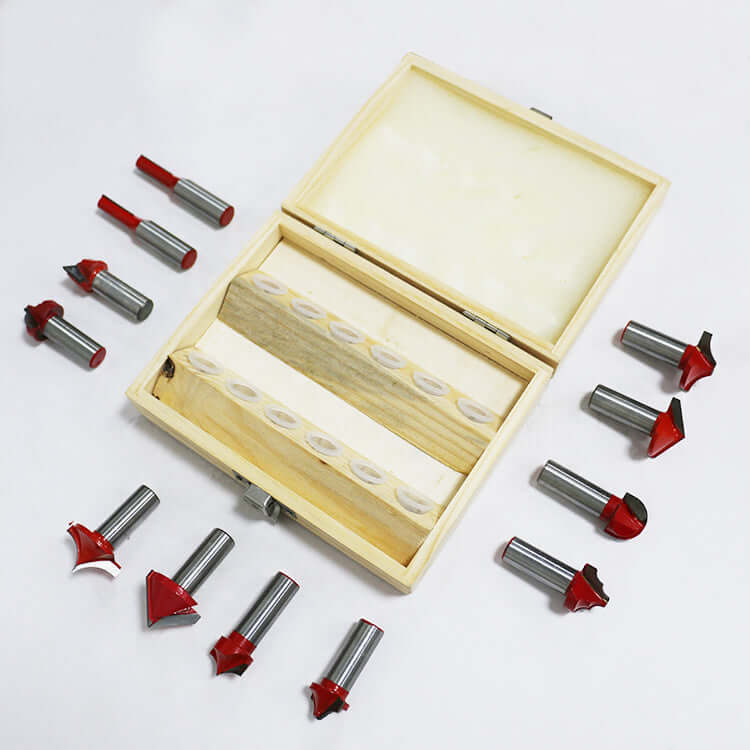 Premium woodworking tools set with precision cutting bits in wooden case, ideal for professional and hobby use, enhancing craft accuracy.