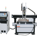 4 Axis ATC CNC Router machine for woodworking, featuring cutting, engraving, drilling for wood, MDF, aluminum, acrylic, and more.