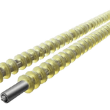 Twin mechanical augers with metal shaft and plastic spirals isolated on white background