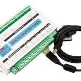 Mach3 motion control card with USB cable for CNC machines, green and white design, MKX-V model.