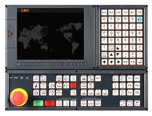 Taiwan LNC control panel with multiple buttons and display screen for machinery operations.