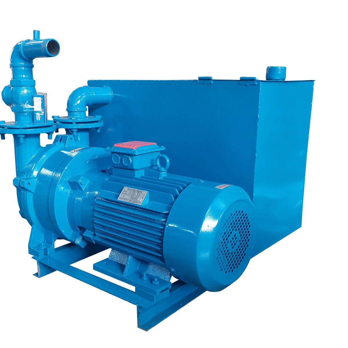Blue vacuum pump with coaxial design and bronze impeller for improved corrosion resistance, noise level at 26 dB, ideal for demanding tasks.